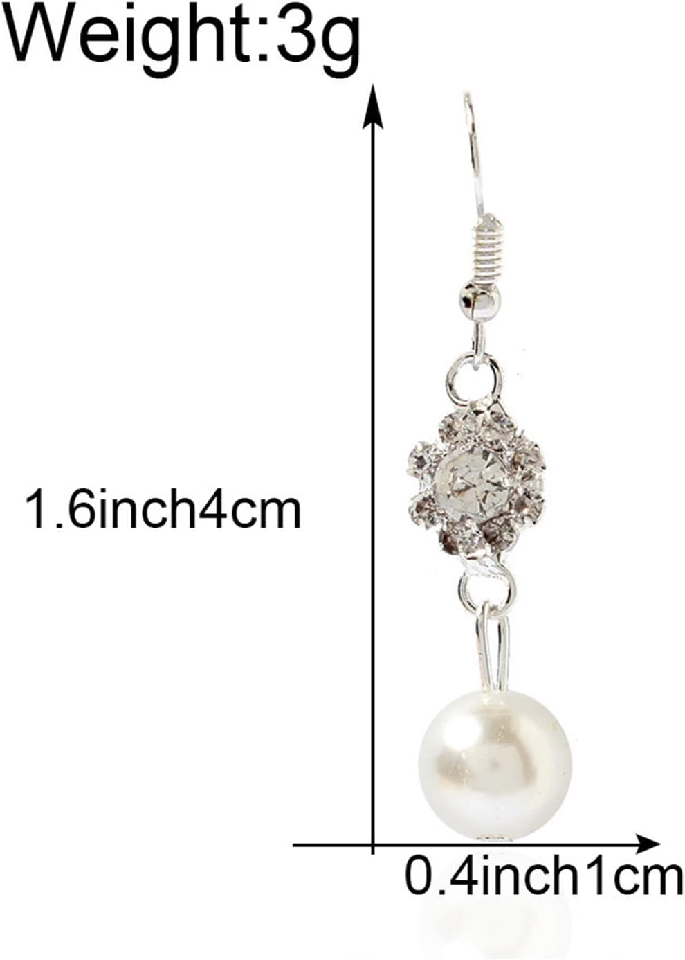 Vintage Rhinestone Pearl Drop Earrings Crystal Flower Dangle Earrings Silver Pearl Earring Cz Flower Hook Earrings Jewelry for Women