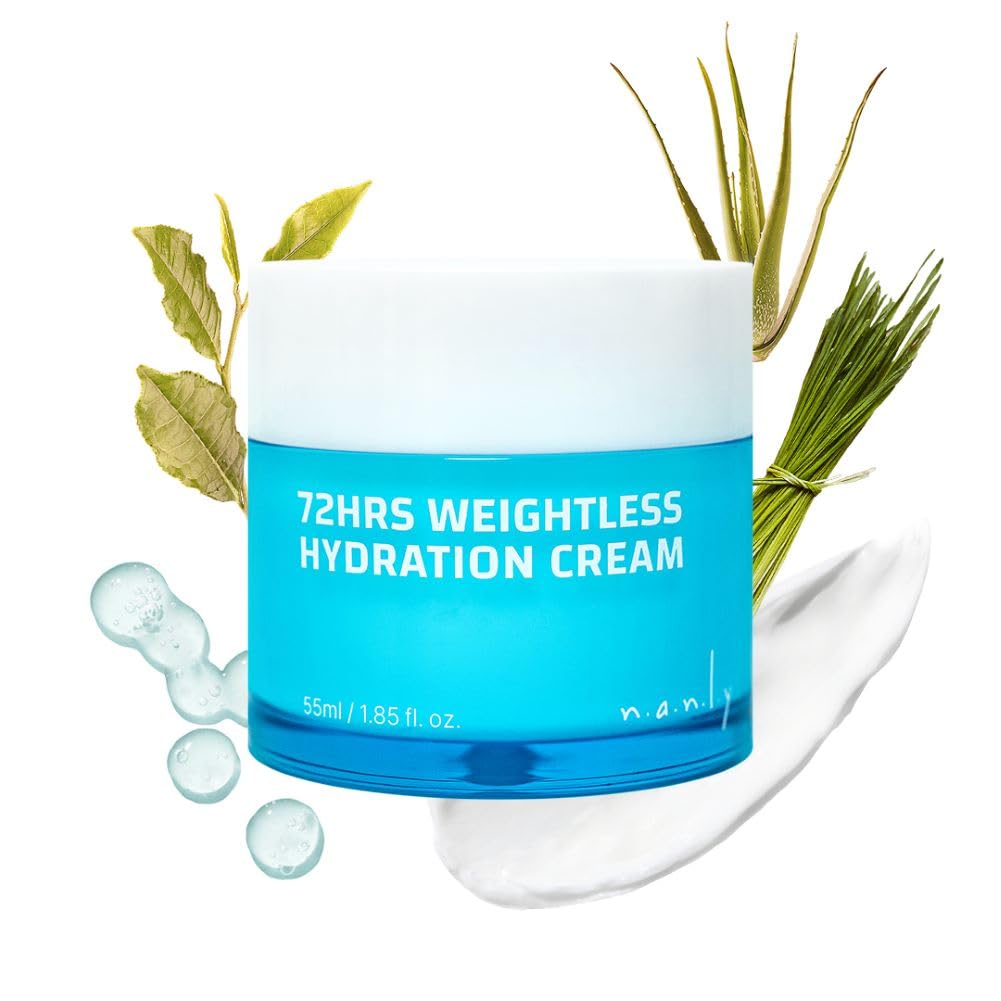 72 Hours Weightless Hydration Cream, Moisturizing Daily Face Cream, Vegan and Cruelty Free, Soothing and Brightening, All Skin Types, Korean Skin Care (1.85 fl.oz.)