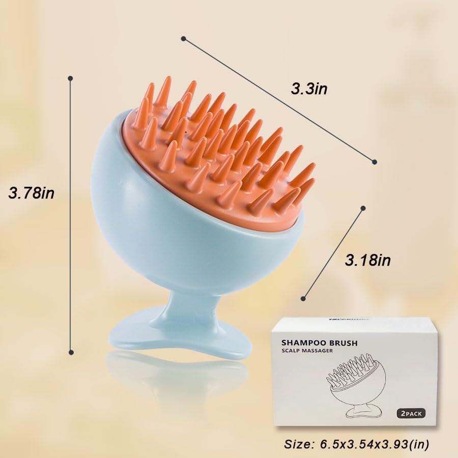 2 Pack Scalp Massager, Hair Scalp Massager Shampoo Brush, Scalp Scrubber Soft Silicone Bristles to Remove Dandruff, Ease for All Hair Types - for Women, Men, Wet & Dry Hair