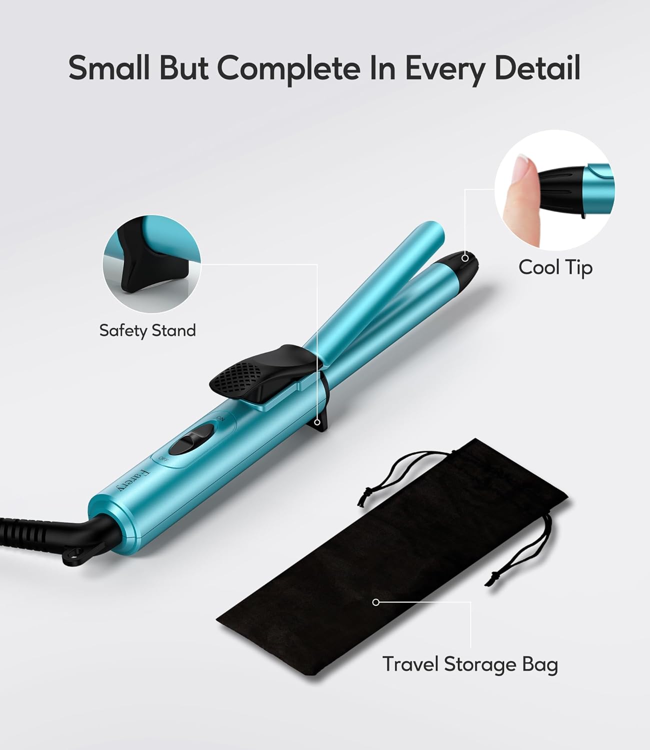 Travel Size Mini Curling Iron, Dual Voltage 1/2 Inch Ceramic Mini Hair Curler for Short Hair, Infused with Keratin & Argan Oil, Travel Curling Iron with Storage Bag