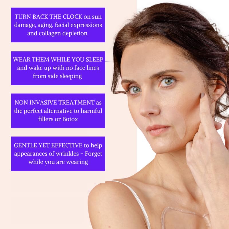 BLUMBODY Face Wrinkle Patches - Anti Wrinkle Facial Patches to Smooth Smile Lines - Non-Silicone Face Patches Wrinkles Tape for Fine Wrinkles between Eyes & Face - For Overnight Wrinkle Use