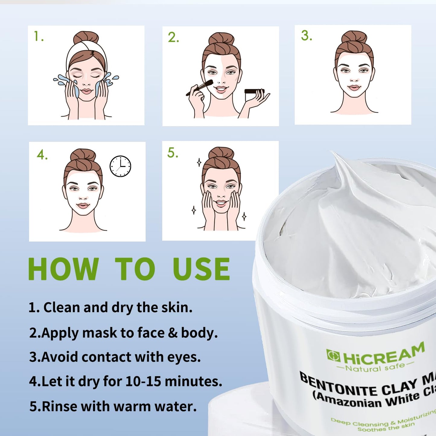 Bentonite Clay Mask, Valentines Gifts for Women Her, Deep Cleansing Facial Mask, Clay Face Mask Skin Care with Kaolin Clay and Aloe for Dull Skins Hydrating (white)