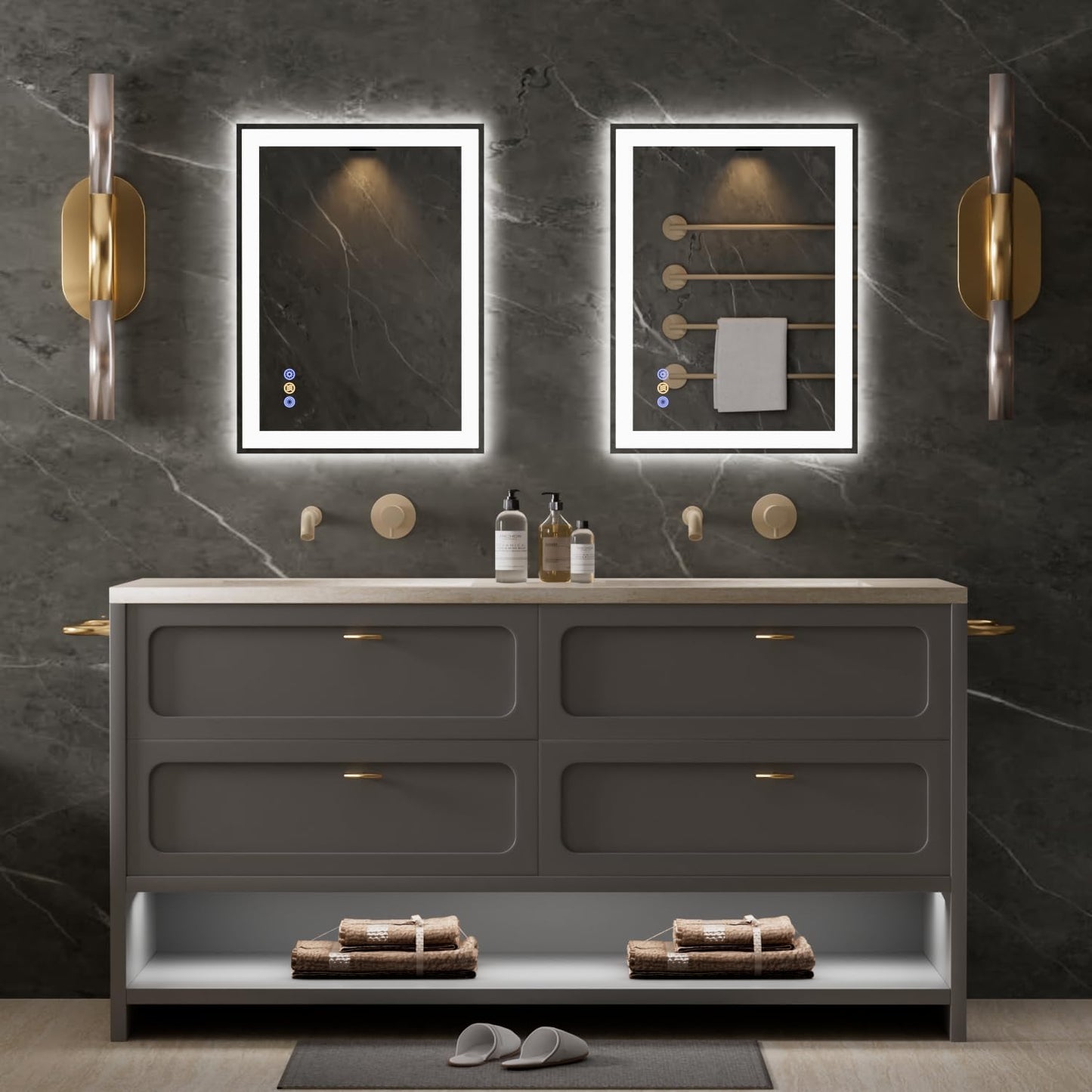 28"x 36" LED Mirror for Bathroom, Front and Backlit Controlled Separately LED Vanity Mirror with Lights, Wall-Mounted LED Smart Mirror, 3 Colors, Stepless Dimmable, Anti Fog, Memory (UL ETL)