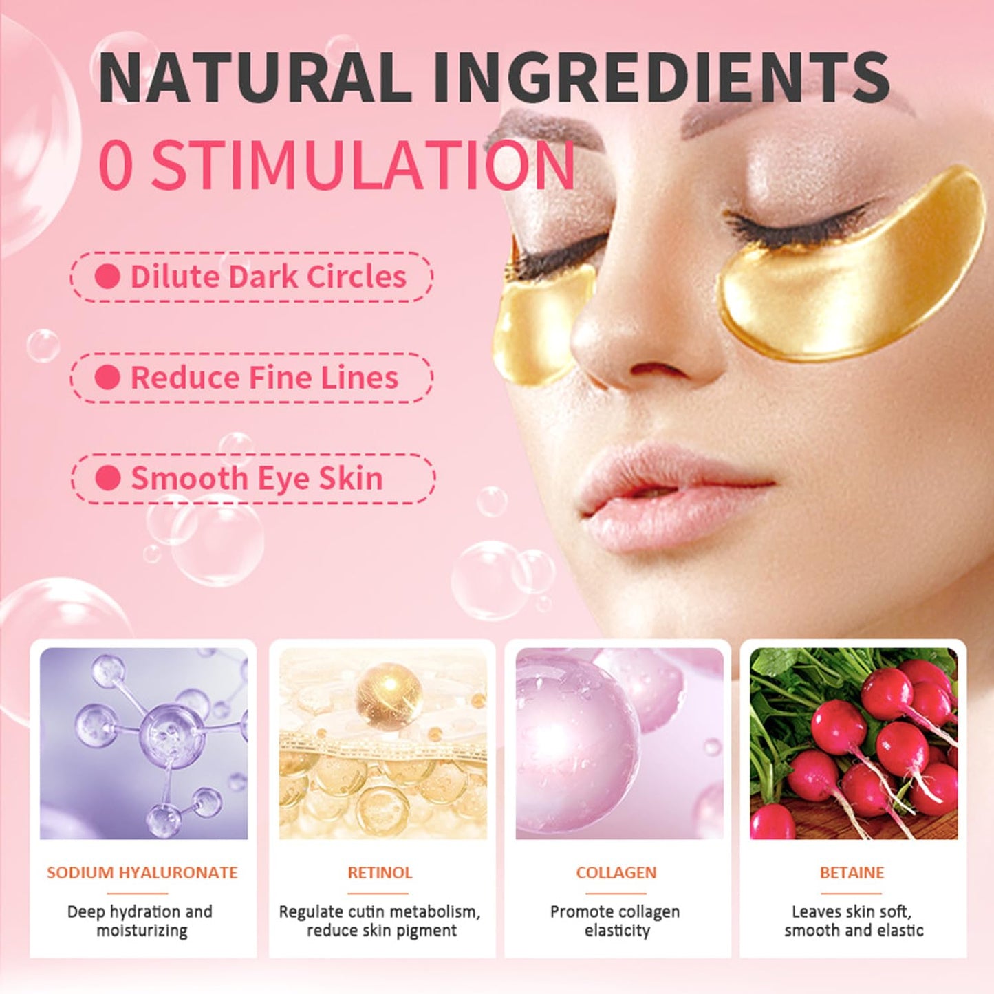 20 Pairs 24K Gold Eye Masks & Lip Masks, Crystal Collagen Eye Patches for Puffy Eyes, Effectively Moisturizing Lip & Eye Skin Care Reducing Fine Lines Dark Circleeye Patches