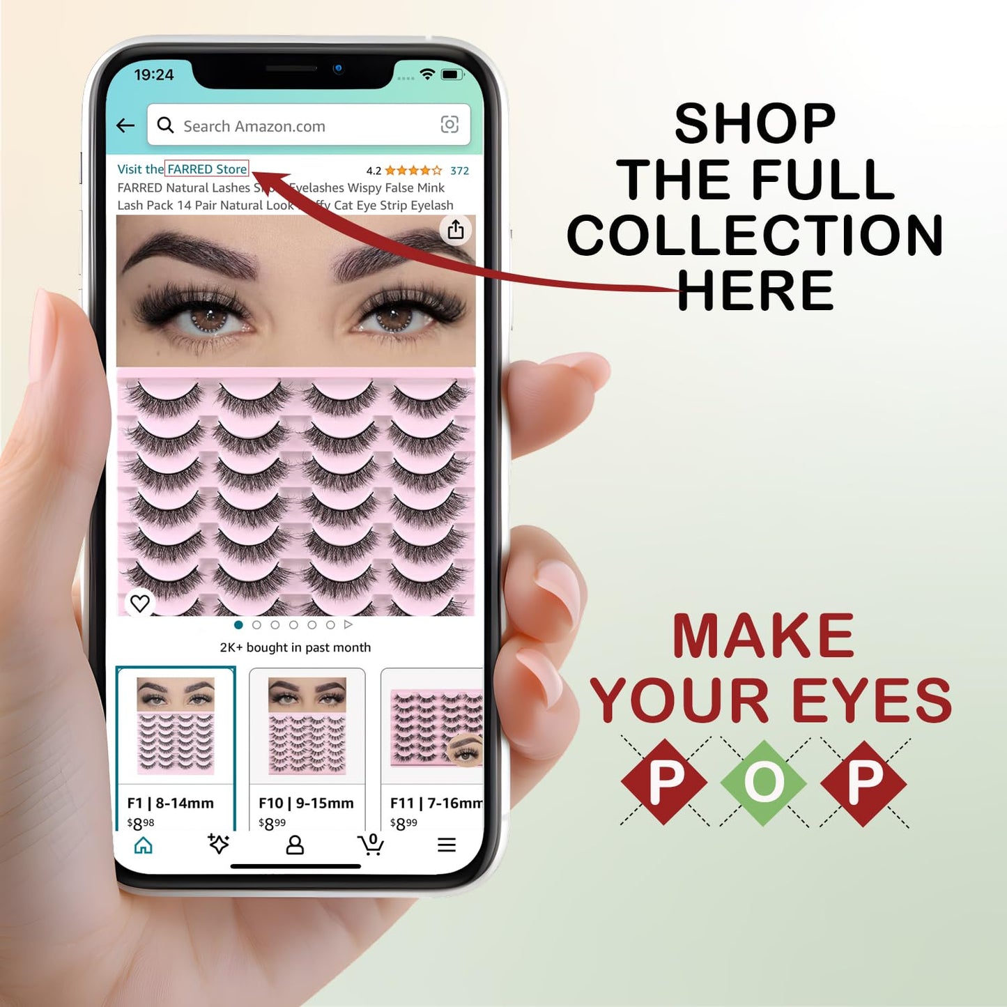 FARRED Cat Eye Lashes Short Natural Eyelashes 15mm Fluffy Wispy Strip Eyelash 14 Pairs Cute Natural Fake Lashes Packs Small Full Pestañas Set (F10 | 9-15mm)