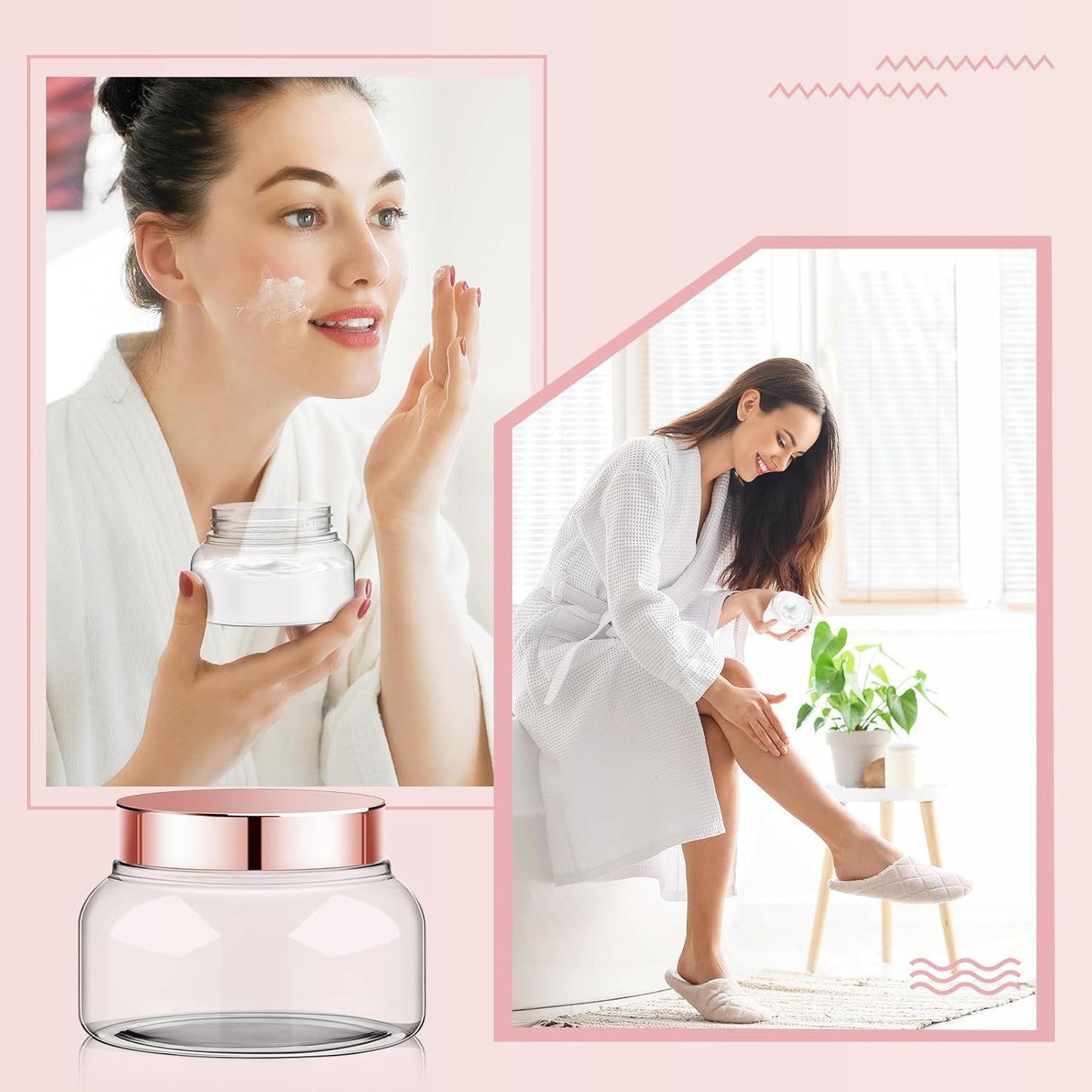 Tessco 24 Pack Plastic Jars with Lids Labels Empty Clear Plastic Jars Round Refillable Cosmetic Containers Body Butter Containers Bulk Sugar Scrub Bottle for Make Up(8 oz,Rose Gold)