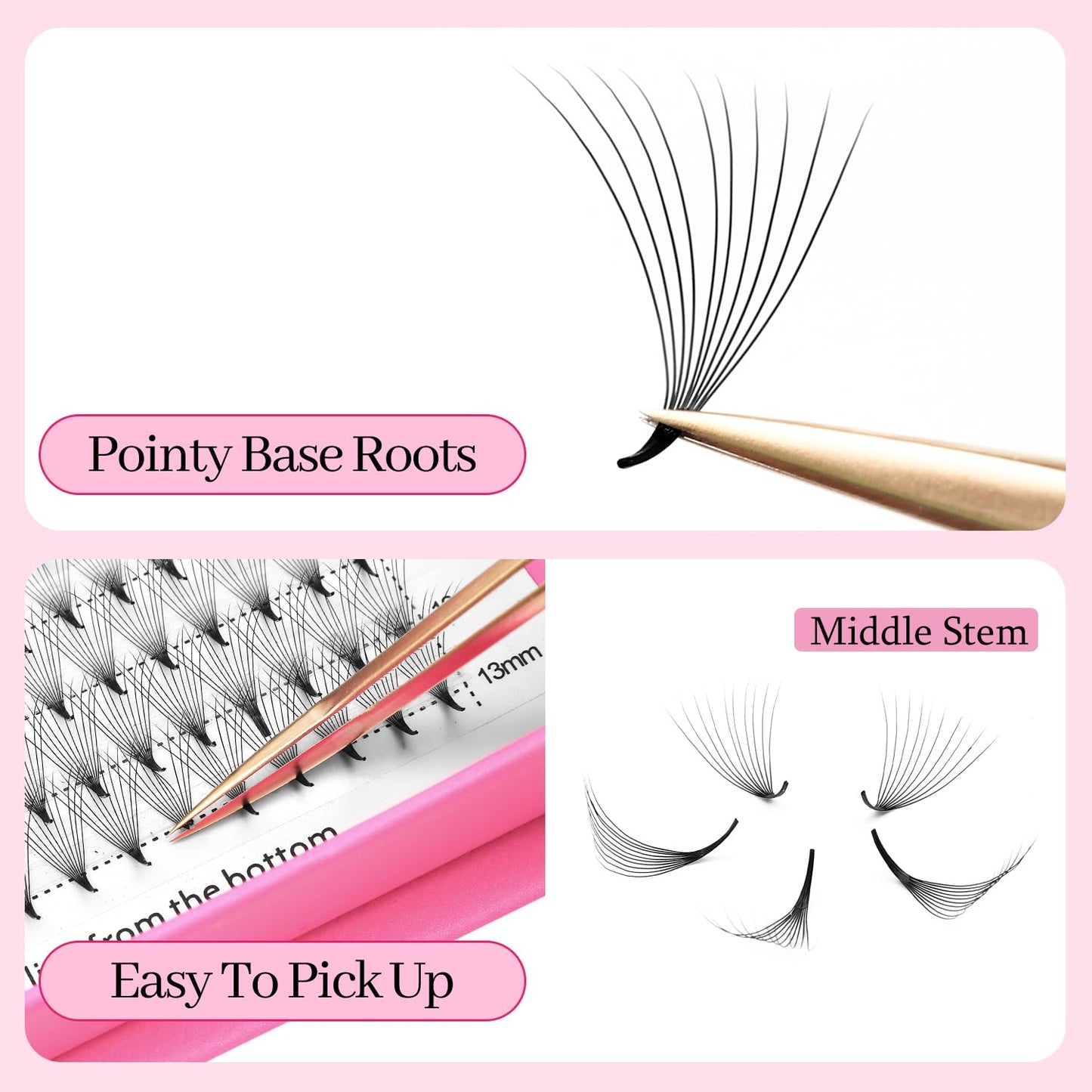 Premade Fans Eyelash Extensions 10D Volume Lash Extensions 0.07 Thickness Eyelash Extension D Curl Premade Lash Fans 14mm Fluffy Soft Handmade Lash Fan(10D-0.07-D,14mm)
