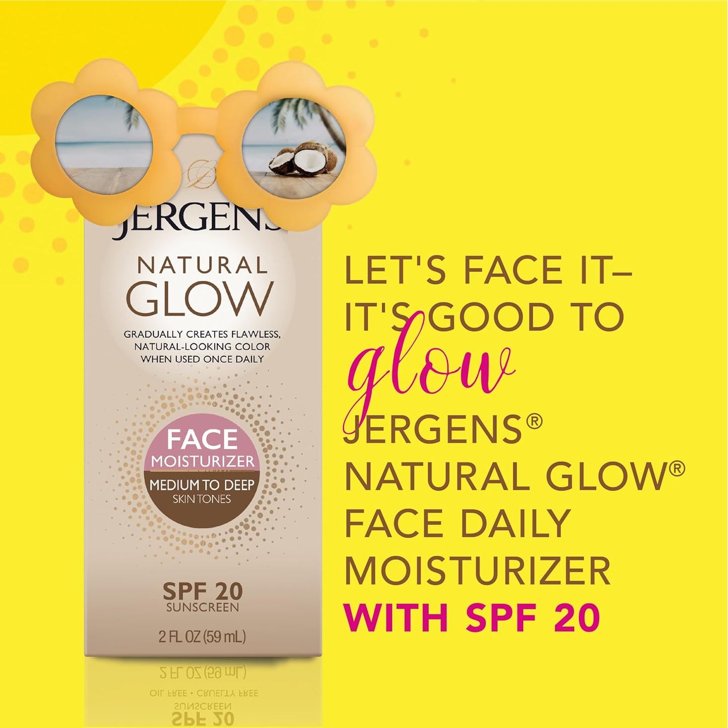 Jergens Natural Gradual Glow Bundle Pack: Daily Moisturizer +Firming 7.5fl oz and SPF20 Face Moisturizer 2fl oz, Medium to Tan