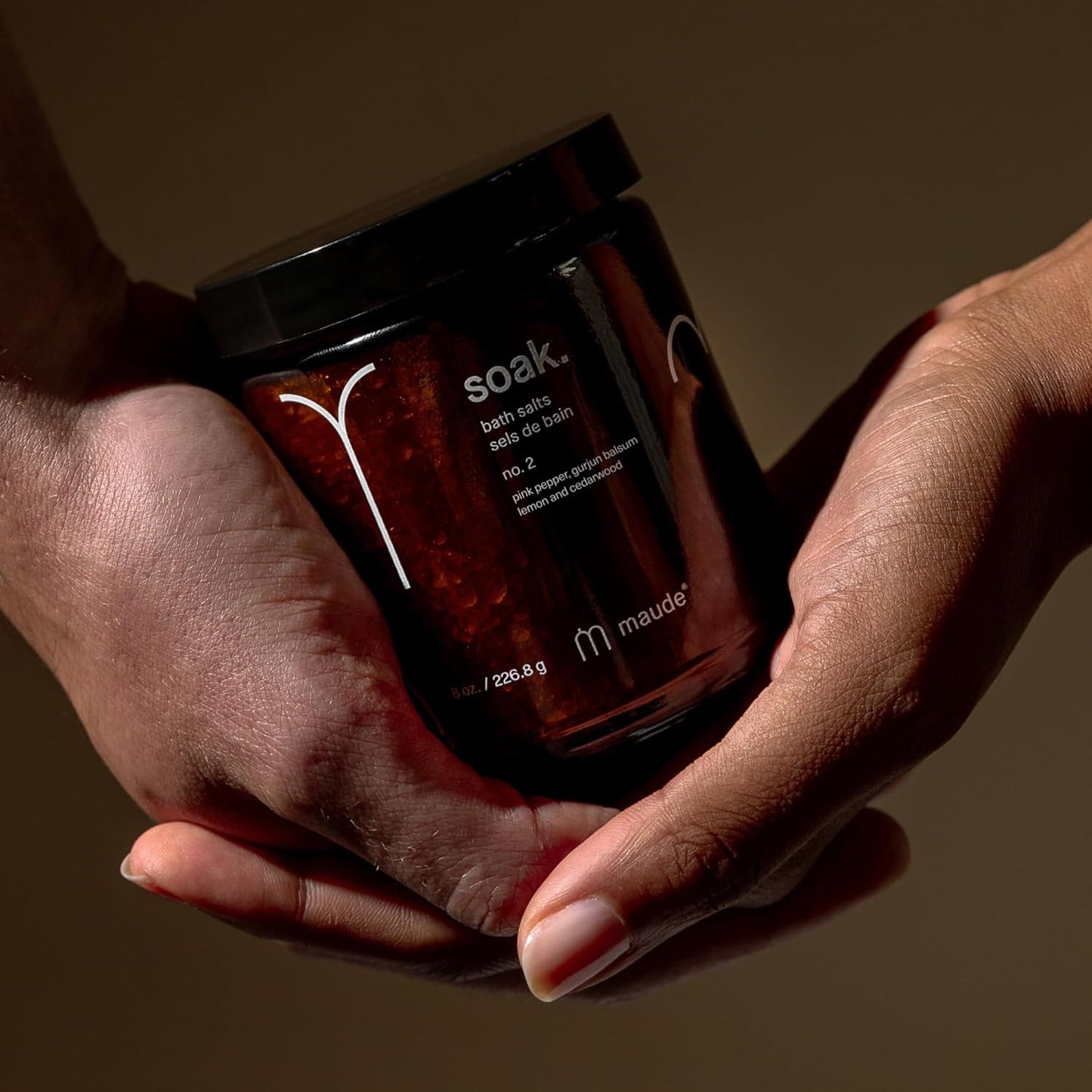 Maude Soak No. 2 - Nourishing Mineral Bath Salts - Hand-Harvested Dead Sea Salt with Magnesium & Potassium Chloride - Soften & Rejuvenate Skin - Notes of Pink Pepper & Lemon (8 oz)