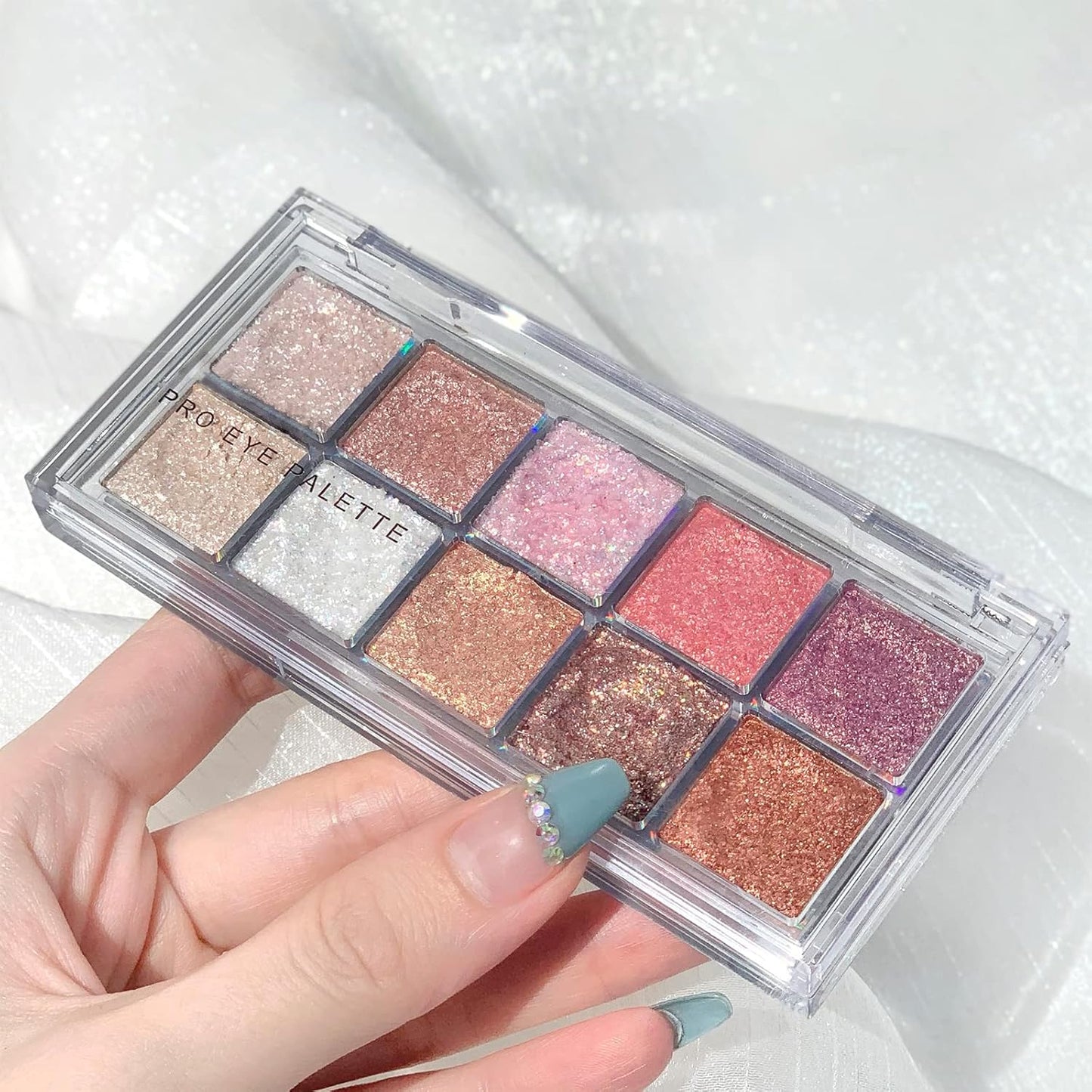 Erinde 10 Color Eyeshadow Palette Makeup - Matte Shimmer Glitter Eye Shadow, Ultra-Blendable, High Pigmented, Naturing-Looking, Neutral Nude Eyeshadow Palette with Professional Brush, Starlight Gems