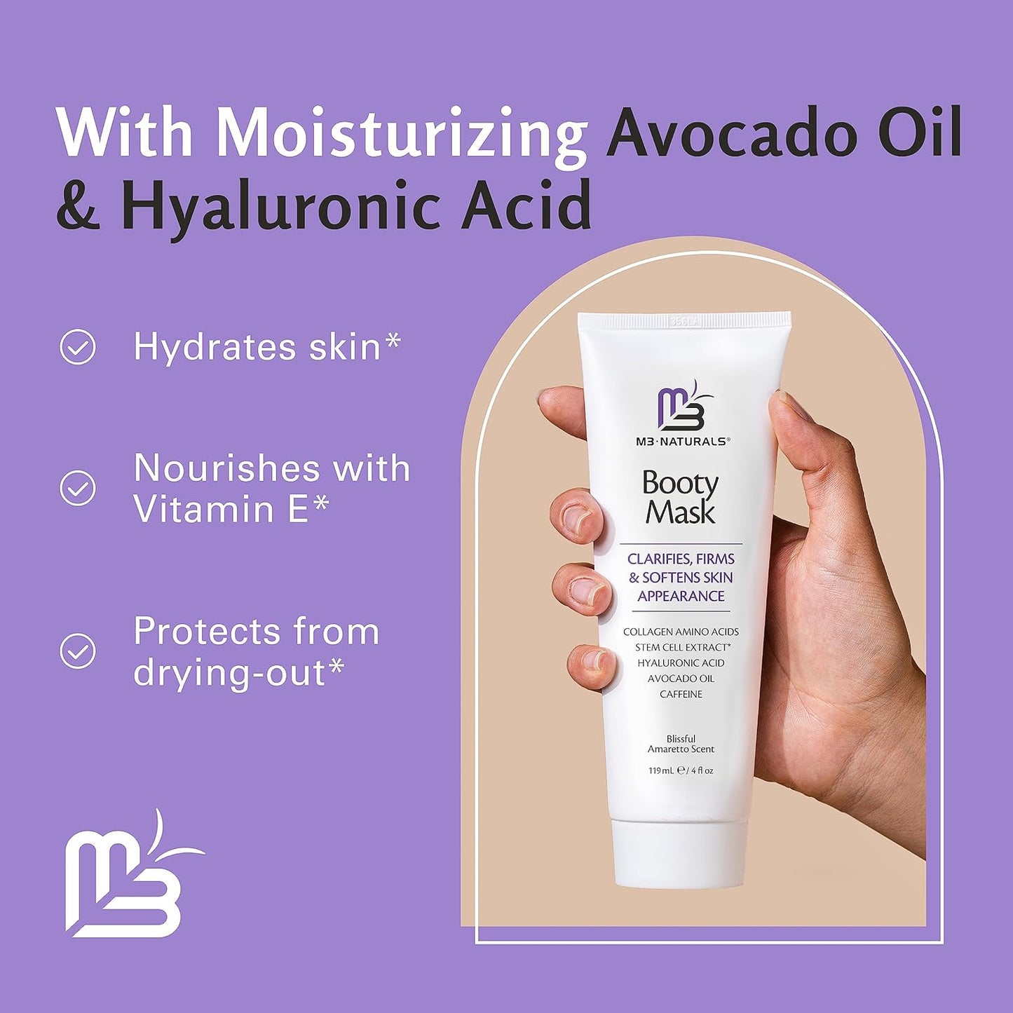 Moisturizing Butt Mask for Women - Butt Firming Mask and Caffeine Cellulite Cream for Thighs and Buttocks with Collagen - Clarifying Butt Firming Cream for Cellulite KP and Dry Skin by M3 Naturals