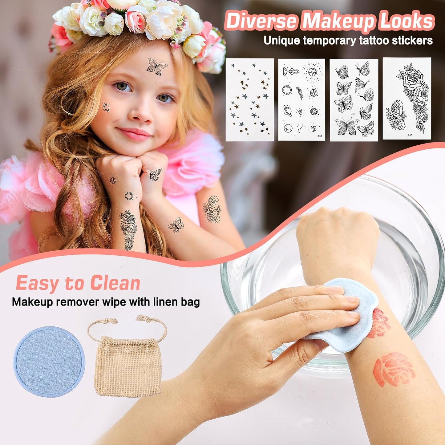 Anpro All-In-One Makeup Carry Case with Pro Teen Makeup Set, Full Starter Cosmetics Kit with Makeup Brushes, Eye Shadows Palette, Blushes, Glitter Gel, Temporary Tattoo Stickers - Blue