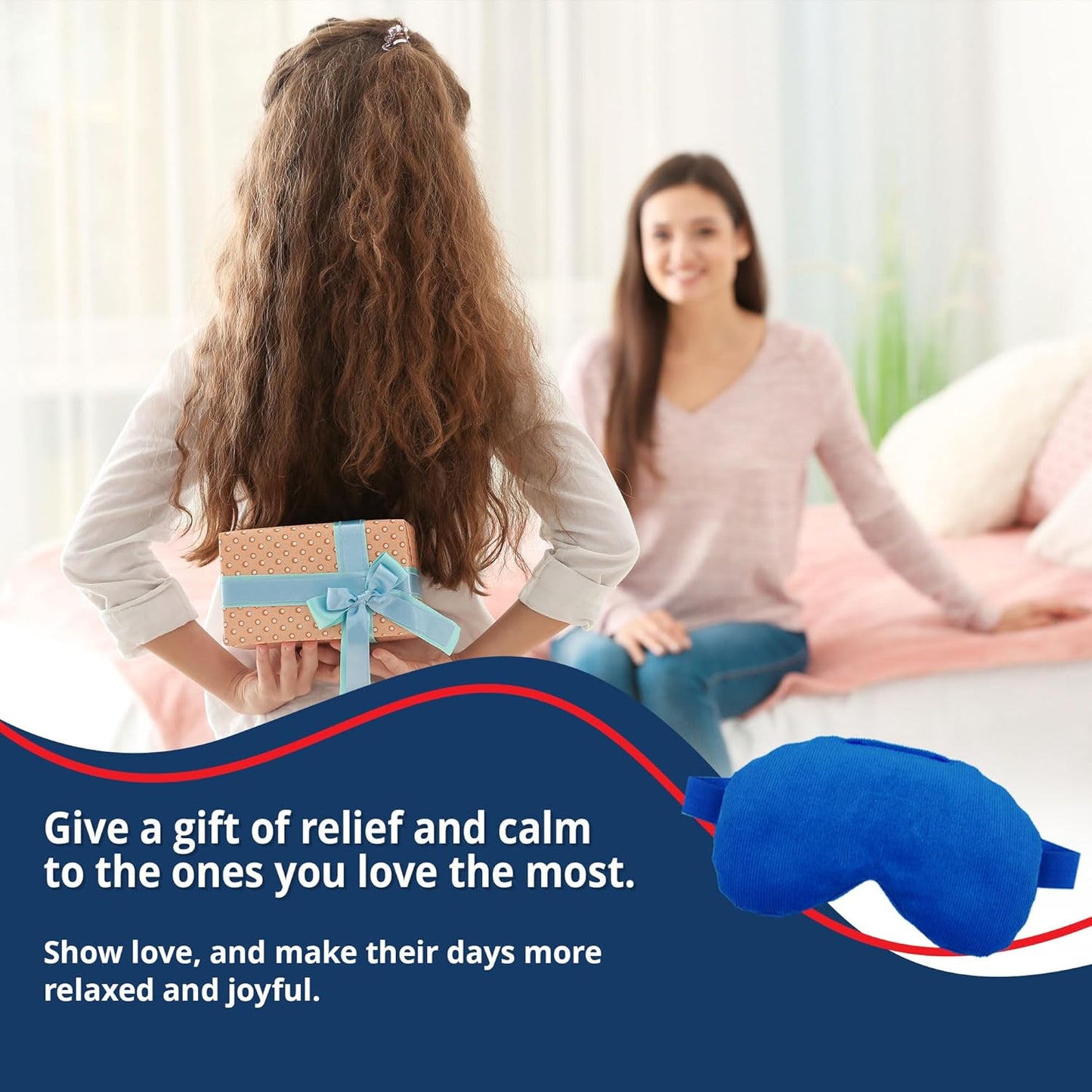 Lavender Eye Mask - Weighted Eye Mask for Relaxation and Yoga - Cold Therapy Eye Masks for Women, Men - 1 Eye Mask Blue