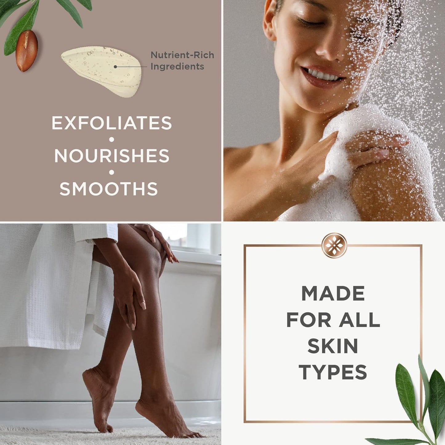 Argan Magic Exfoliating Body Wash - Exfoliates Cleanses Nourishes & Hydrates to Soften Skin - With Lactic Acid, Glycolic Acid, & Argan Oil | Gentle & Paraben Free (32 oz)