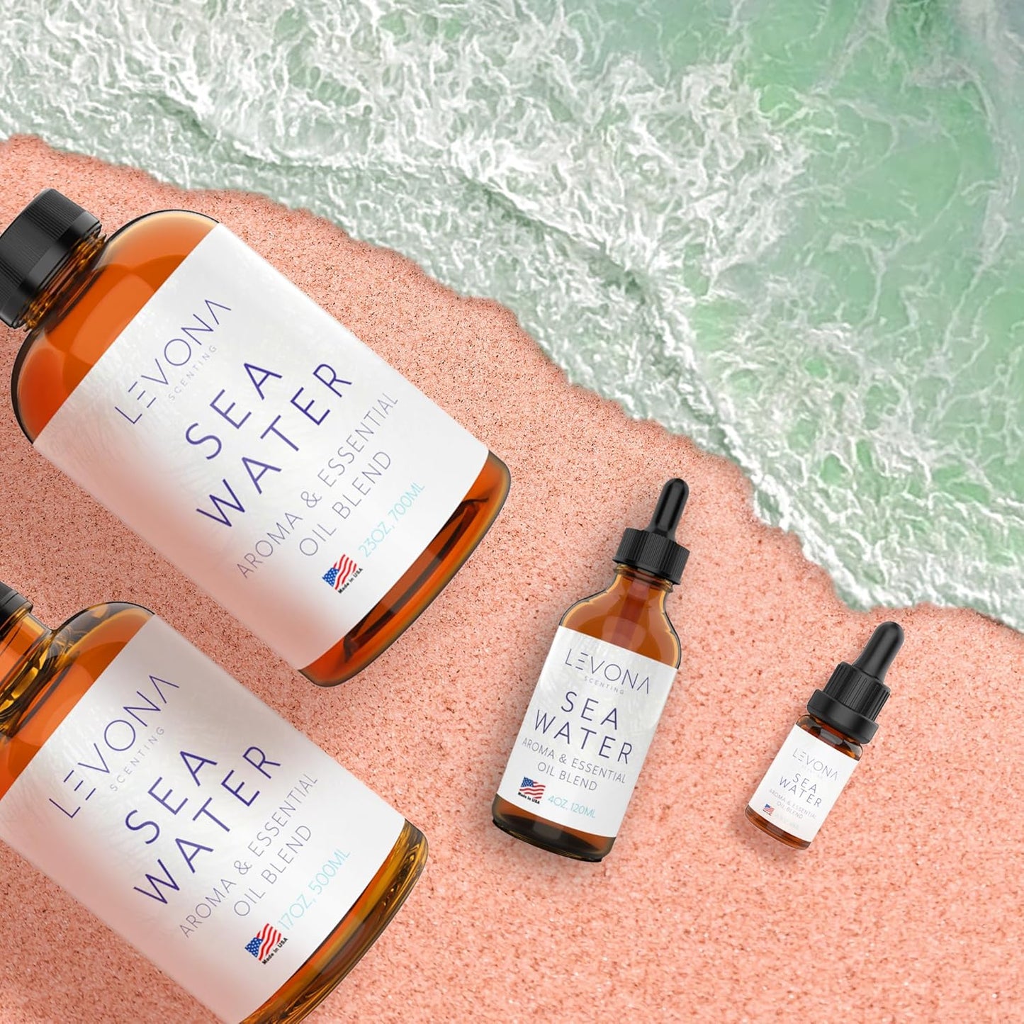 Levona Scent Sea Water Essential Oils for Diffuser for Home - Hotel and Home Luxury Scents - Fragrance Oil - Diffuser Oils Scents - Oil Diffuser Essential Oils for Humidifiers - 700Ml Aroma Oil Blend