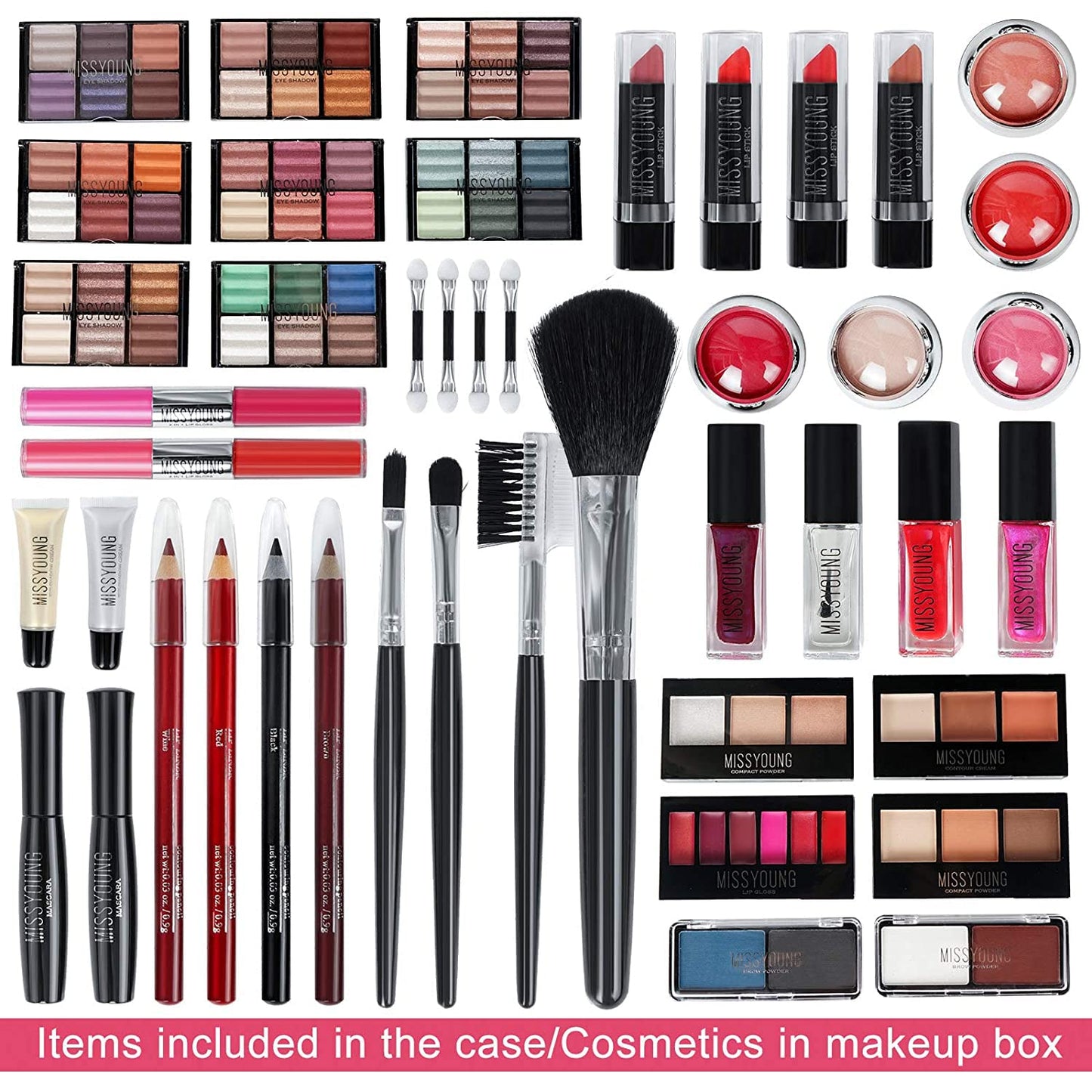 Make-up Box Set Multi-purpose Cosmetic Storage Beauty Case Professional Contain Eyeshadow Concealer Lip gloss Blusher Compact Powder Eyebrow and Makeup Pencil Brush #3