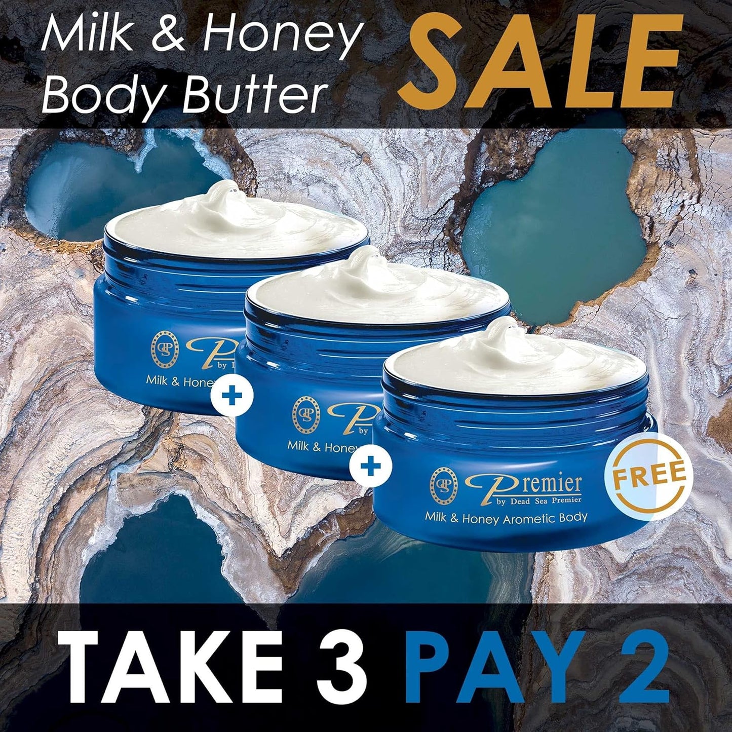 Premier Dead Sea Aromatic Body Butter – Milk & Honey, Hydrating Shea Body Butter for Women & Men, Moisturizing, Firming & Anti-Aging Cream for Dry Skin, Hand & Body, 5.95 Fl.oz