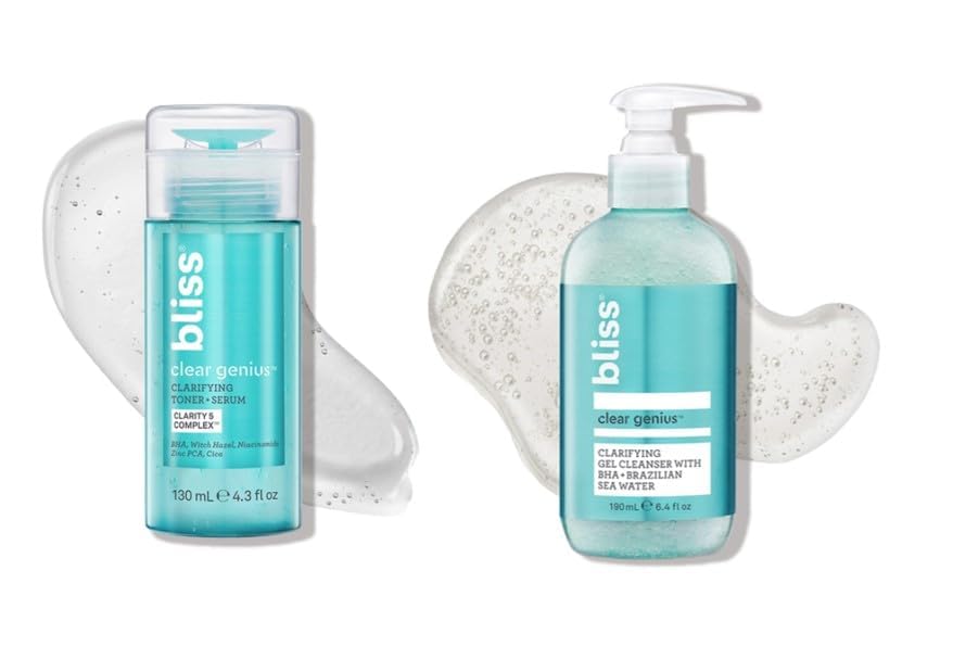 Bliss Daily Acne Routine Kit (2pc Set) Cleanse and Tone for Acne, Pores