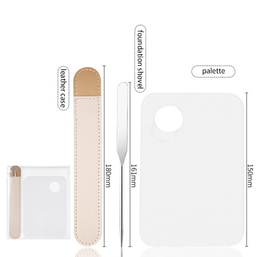 Foundation Spatula, 3-Pack Acrylic Nail Art Palette Oblique Round Head Stainless Steel Makeup Spatula for Woman Professional Facial Makeup Tools Makeup Mixing Palette