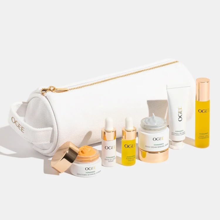 Ogee Discovery Set - Skincare Gift Set - Best-Sellers in Travel-Friendly Sizes - Includes Hyaluronic Acid Serum, Brightening Eye Balm & More