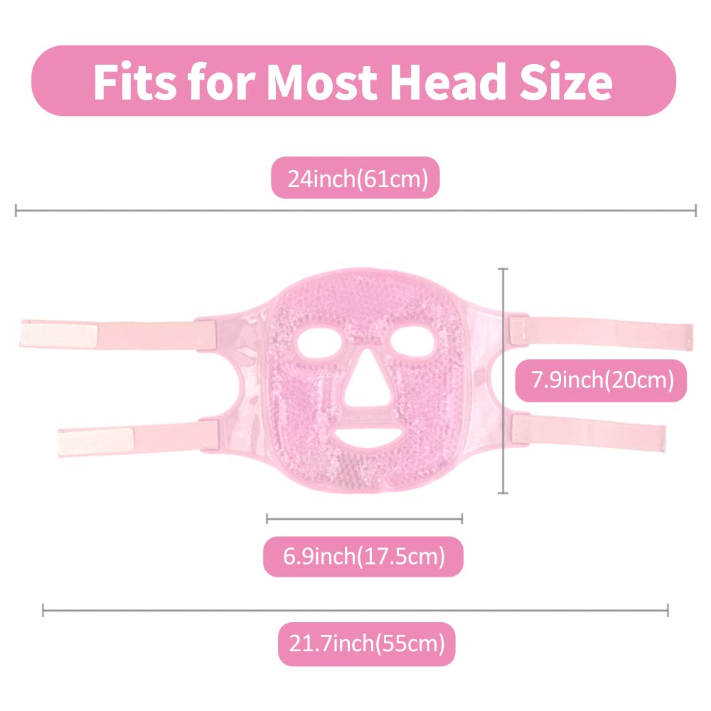 NEWGO Gel Face Mask Cold Pack Cooling Gel Face Mask, Hot Cold Therapy Cold Face Mask for Puffy Eyes, Migraines Relief, Skin Care, Puffiness, Acne - Pink