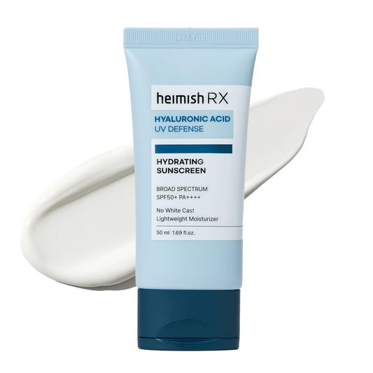 HEIMISH RX Hyaluronic Acid Hydrating Sunscreen - Daily Sunscreen For Face, SPF Face Moisturiser, Broad Spectrum SPF 50, No White Cast, Lightweight, Fast-absorbing, Korean Skincare, 50ml (1.69 fl. oz)