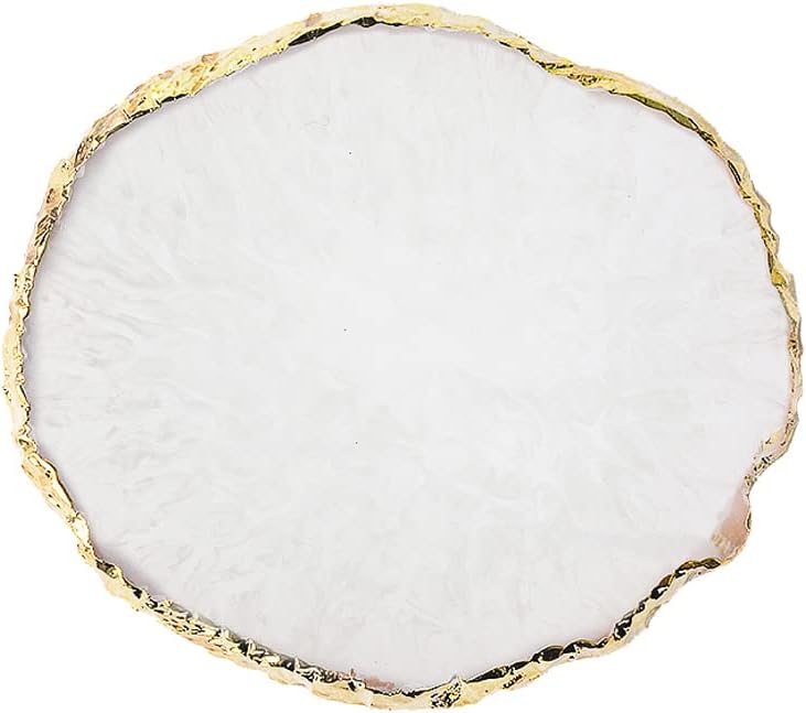 Resin Nail Art Palette, Nail Art Painting Mixed Color Palette Gold Edge Nail Gel Color Makeup Display Board (1#White)