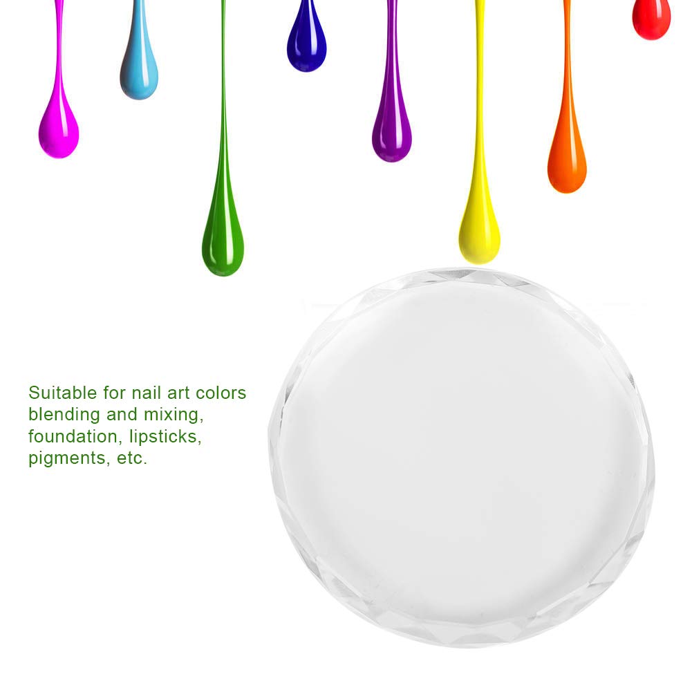 Nail Art Palette, Lipstick Palette, Transparent Glass Nail Art Palette Paint Drawing Color Pigment Dish Manicure DIY Tool(Round Glass)