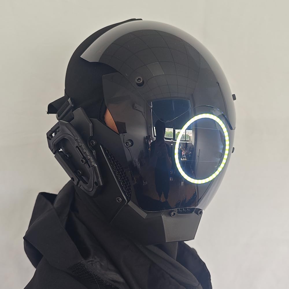 KYEDAY Punk Mask Cosplay for Men, LED Round Light Mask for Women Cosplay Halloween Fit Party Music Festival Accessories