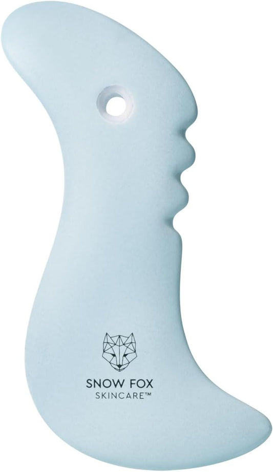 Snow Fox Porcelain Facial Gua Sha Tool | Sculpting Massager for Face Contouring, Lymphatic Drainage & Jawline Shaping | Acupressure Therapy Device | Reflexology Face Care (Arctic Blue)