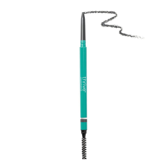 Thrive Causemetics Infinity Waterproof Eyebrow Pencil, Retractable Brow Pencil with Hyaluronic Acid & Shea Butter, Dual Ended Eyebrow Brush Spoolie, Fine Tip, Vegan & Cruelty Free, Nan (Charcoal)