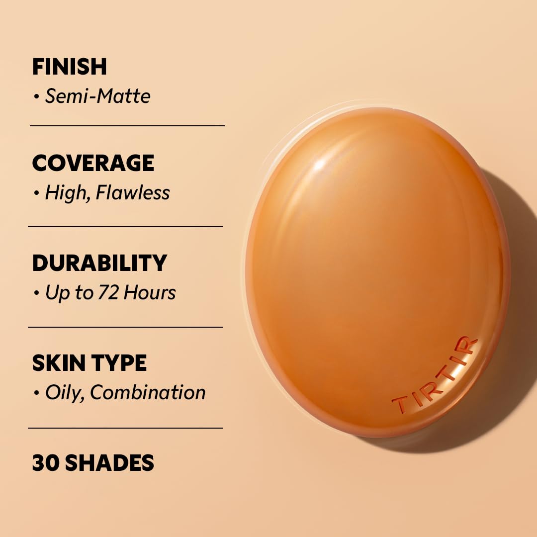 TIRTIR Mask Fit Ai Filter Cushion Foundation | AI-Like Semi-Matte Finish - Up to 72-Hour Medium to Full Coverage Korean BB Cushion Make up Beauty, #25C Cool Taupe, 0.63 Fl Oz
