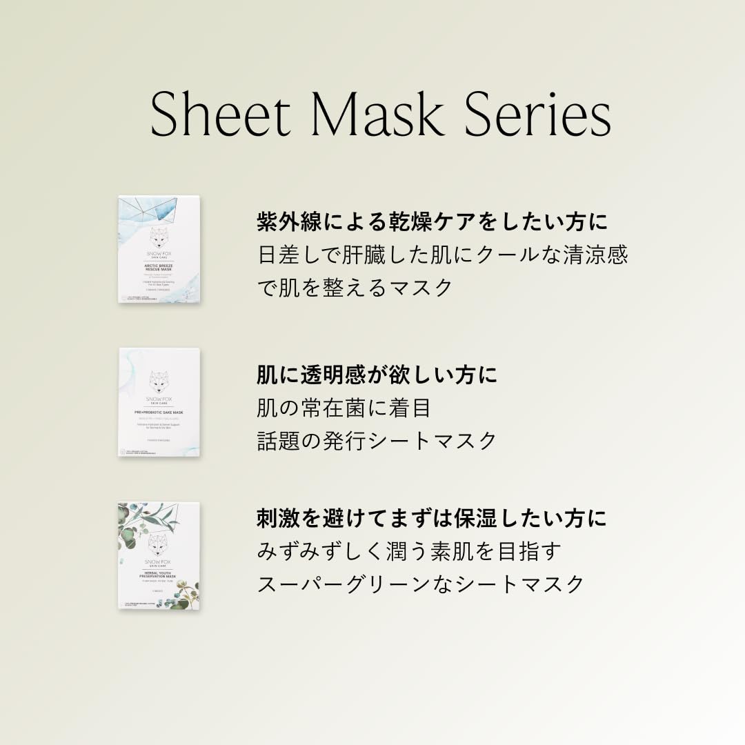 Snow Fox Skincare Sheet Mask Discovery Set, 5 Unique Masks, 5-Pack