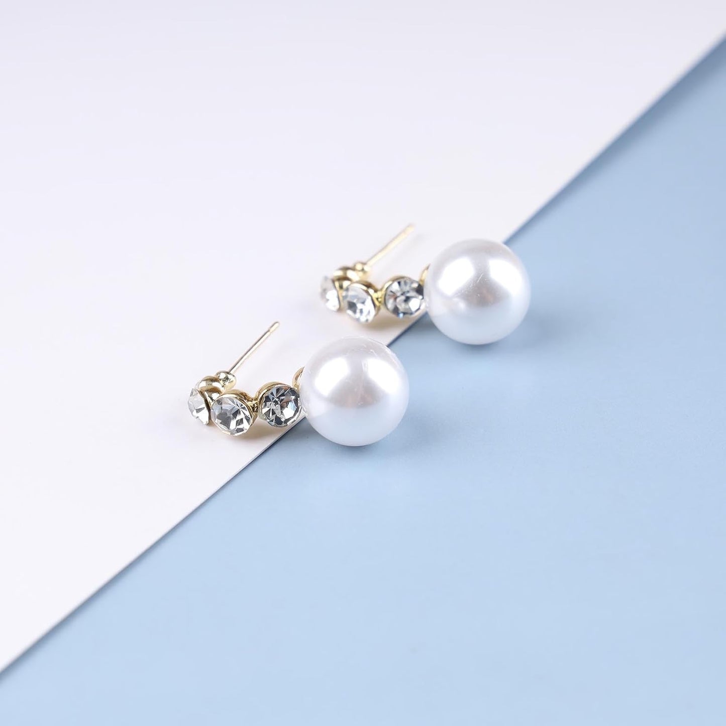 Vintage Rhinestone Pearl Drop Earrings Gold Pearl Dangle Earrings Crystal Stud Earrings Sparkly Cz Pearl Earrings Jewelry for Women