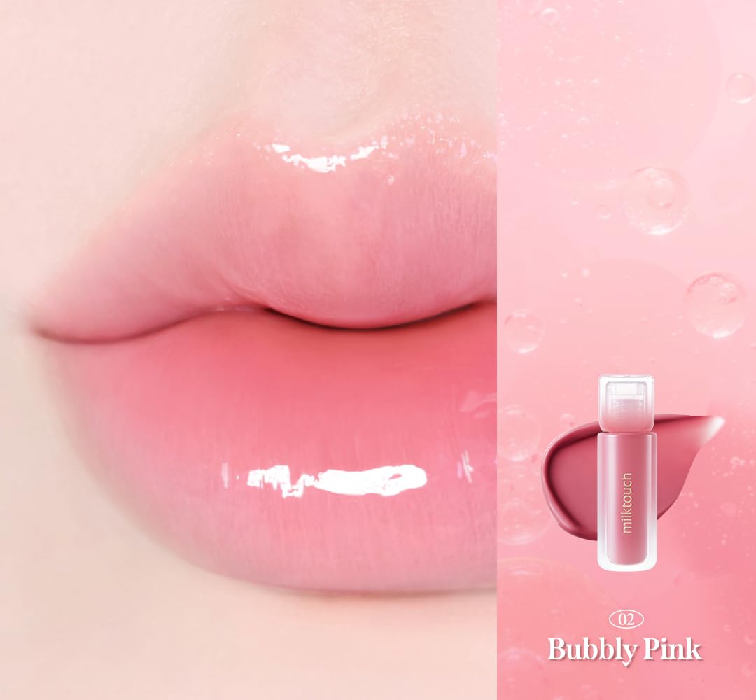 MILKTOUCH Dew Stain Sheer Lip Gloss (02 Bubbly Pink, 0.14 Fl Oz (Pack of 1))