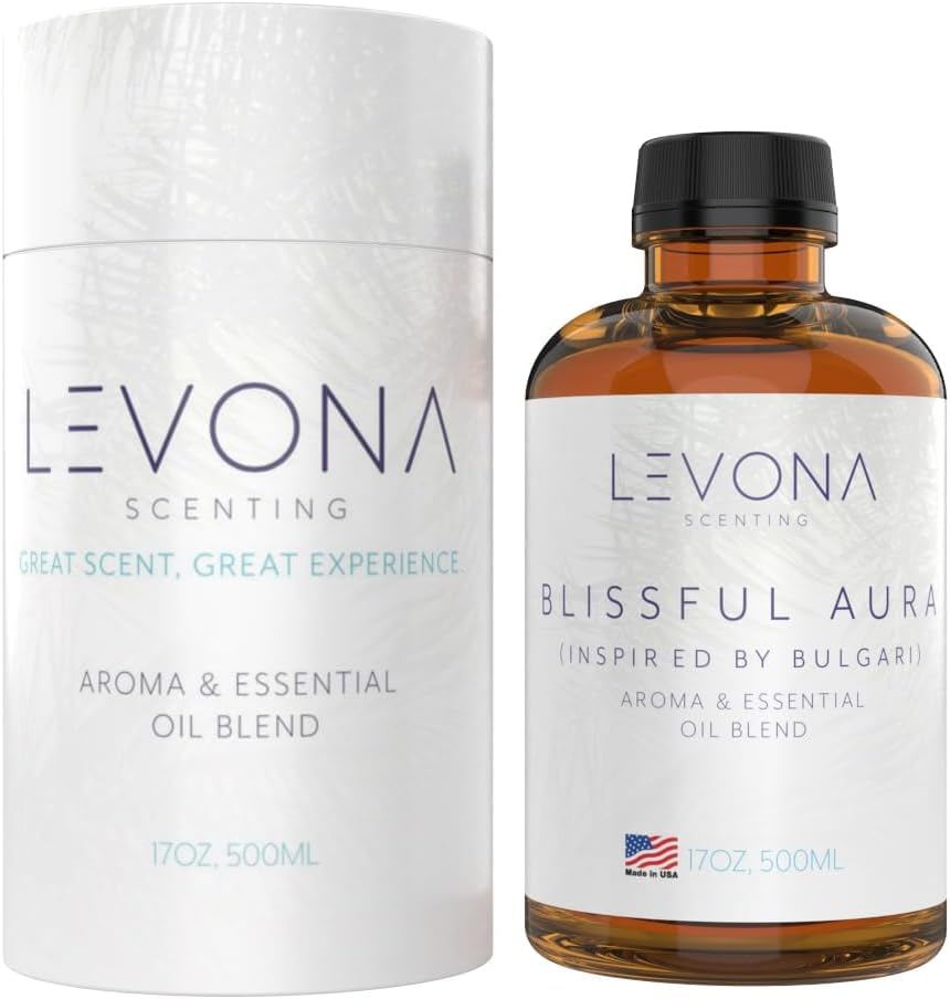 Levona Scent Essential Oil - Fresh Aroma for Home, Office, Hotel & Spa, Perfect in Humidifiers and Diffusers, Luxury Fragrance, With Roses, Geranium, Zesty Lemon Notes - 500ml/ 17 fl oz, Blissful Aura