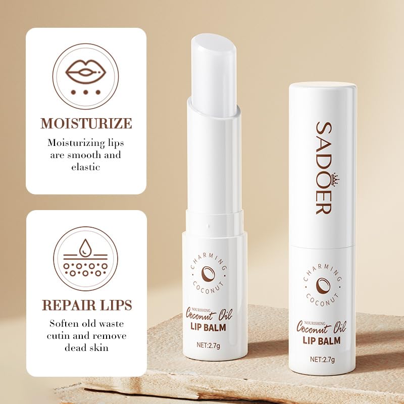 SADOER Coconut Oil Natural Moisturizing Lip Balm Moisturizing Lips Smooth And Elastic Lip Ointments