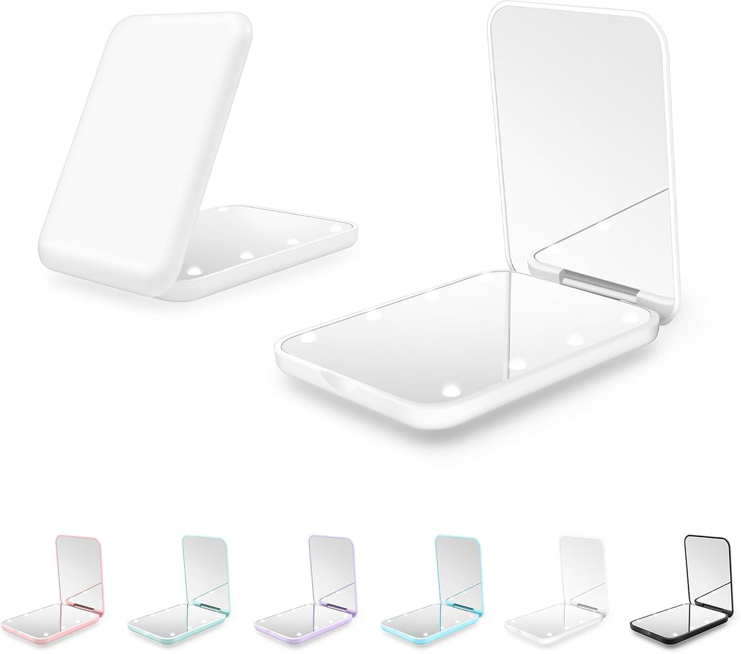 Compact Mirror, 1X/3X Magnification LED Pocket Mirror with Nternal BIattery, Mini Mirror for Purse, Pocket,Travel and Present (White)