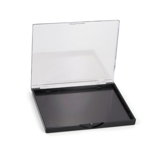 Empty Magnetic Eyeshadow Palette with Clear Top, Travel Makeup Organizer with 40Pcs Adhesive Metal Stickers For DIY Your Own Eyeshadow Lipstick Blush Powder (Small Palette - 4.8'' x 4'')