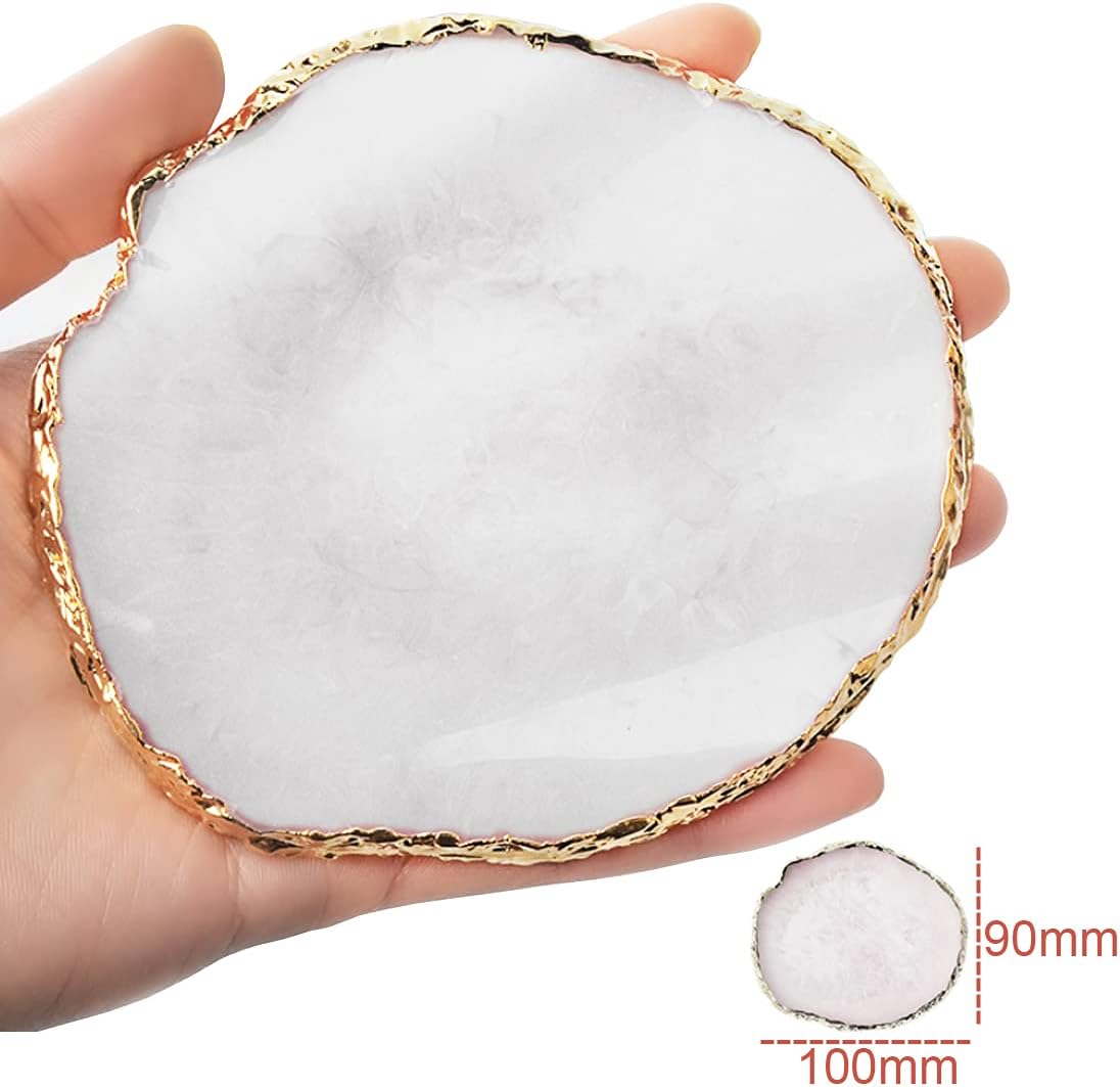 2 Pack Resin Nail Art Palette, Nail Painting Mixed Color Palette, Gilded Edge Nail Gel Color Makeup Display Board Pallet (White+Pink)