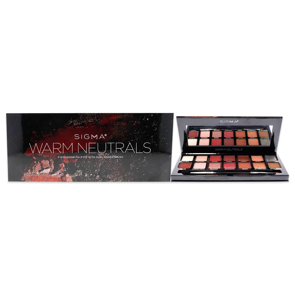 Sigma Beauty Warm Neutrals Eyeshadow Palette - 14 Warm Eyeshadow Shades in Matte, Shimmer and Metalic Finishes - Highly Pigmented Vegan Eye Makeup Palette - Clean Beauty Products
