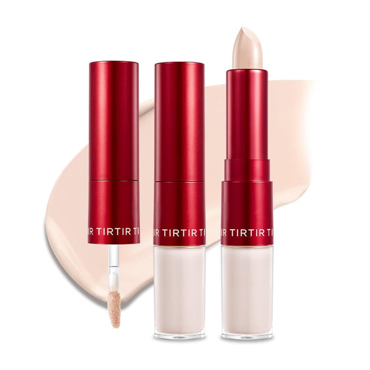 TIRTIR Glide&Hide Blurring Concealer - Creamy texture, Conceals dark circles and wrinkles, Dual formula (liquid tip & balm stick), Long-lasting wear, Korean Makeup, #0.5N, 0.28 Oz