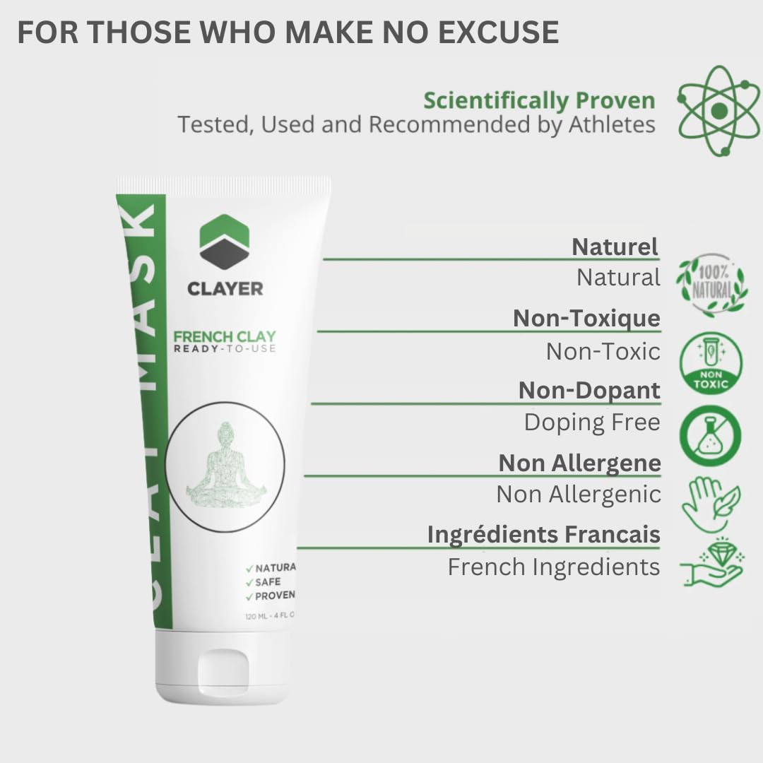 ACTIVE CLAY MASK - Ready-to-use HEALING Facial Mask & Body - HEAVY METAL FREE - 100% Natural - Blemishes, oily skin, detox, blackheads, pimples and more - 4 FL. OZ.