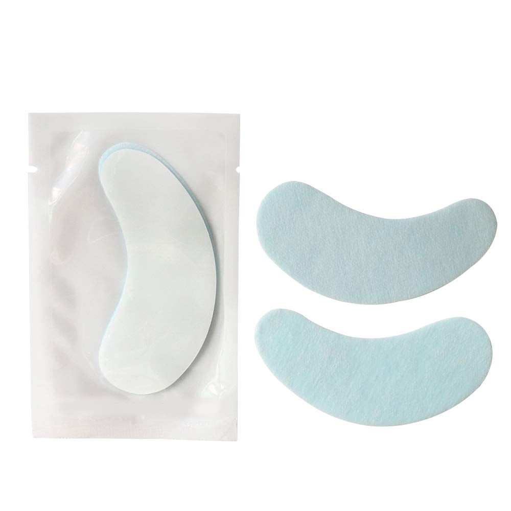 100 Pairs Set Under Eye Pads Disposable Eye Gel Patches for Eyelash Extensions Tool Kit, Blue Film