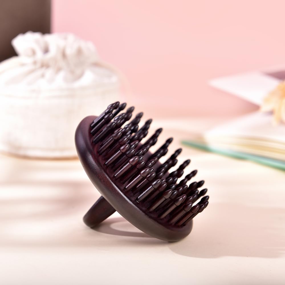 Massage Hair Comb Hair Brush Round Shape (Black Rosewood 1)