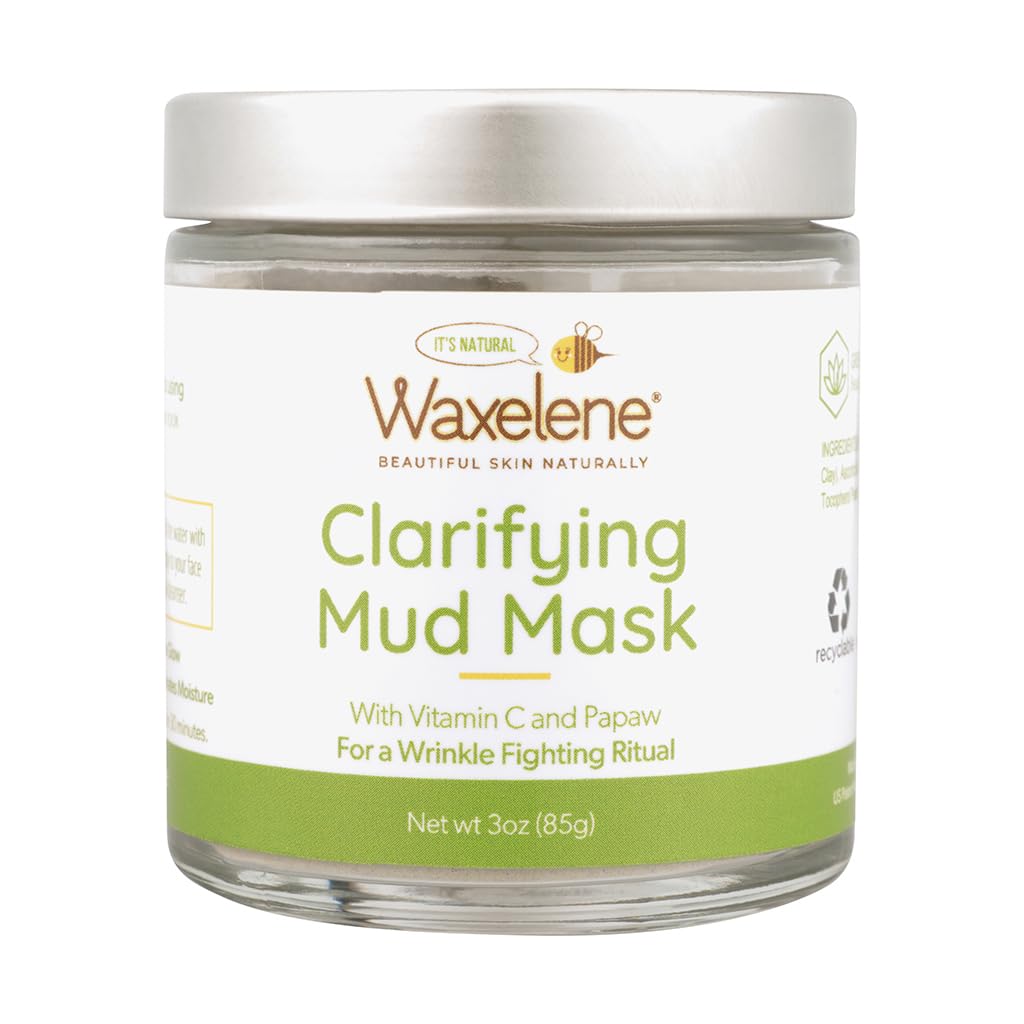 Waxelene Clarifying Mud Mask Dry Blend - Wrinkle Fighting Ritual Cleans Pores Hydrates Nourishes Skin Vitamin C Papaw Bentonite French Green Clay