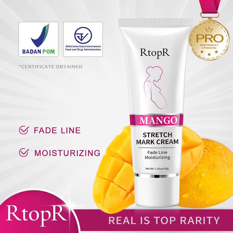 RtopR Mango Stretch Mark Cream for Pregnancy, Stretch Mark Repair Cream, Fade Line, Moisturizing and Non-Greasy, Safe to Use When Pregnant