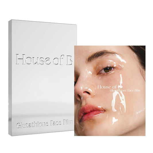 House of B Glow Glutathione 2-Step Face Film Set for Wrinkle Reduction & Skin Tone Enhancement, Shine Your Light with 3 Counts Korean Mask