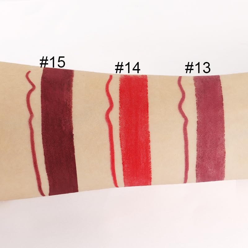 evpct 3Pcs Dark Deep Ruby Mauve Red Lip Liner and Lipstick Set Kit for Women Matte Matt 24 Hours Lipstick Pen and with Lip Liner Pencil Set Long Lasting 24 labial labiales mate 24 horas originales