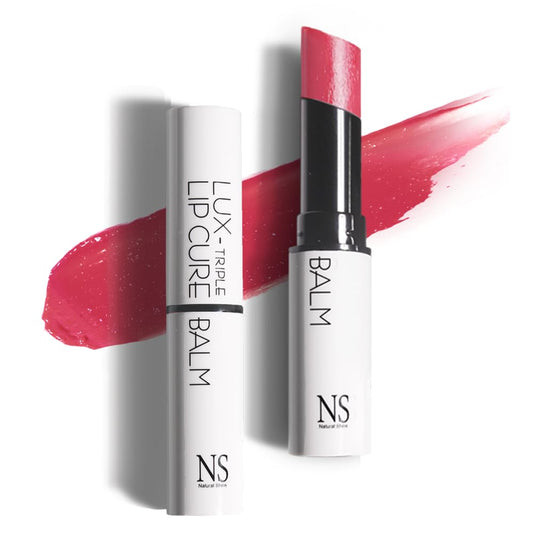 Lux Triple Lip CURE Glossy Balm (0.17oz) (RABBIT ROSE (Berry Pink)) 4 million units sold in Korea, Natural Tinted Korean Lip Balm, Petroleum/Paraben Free, Lip Butter,lip balm hydrating